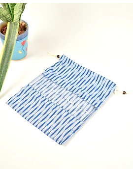 Blue ikat travel set with toiletry pouch, shoe bag and undergarment bag: VKR02A-4-sm