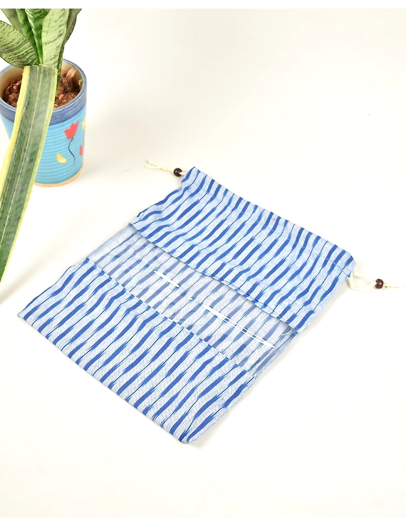 Blue ikat travel set with toiletry pouch, shoe bag and undergarment bag: VKR02A-4