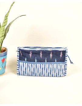 Blue ikat travel set with toiletry pouch, shoe bag and undergarment bag: VKR02AD-2-sm