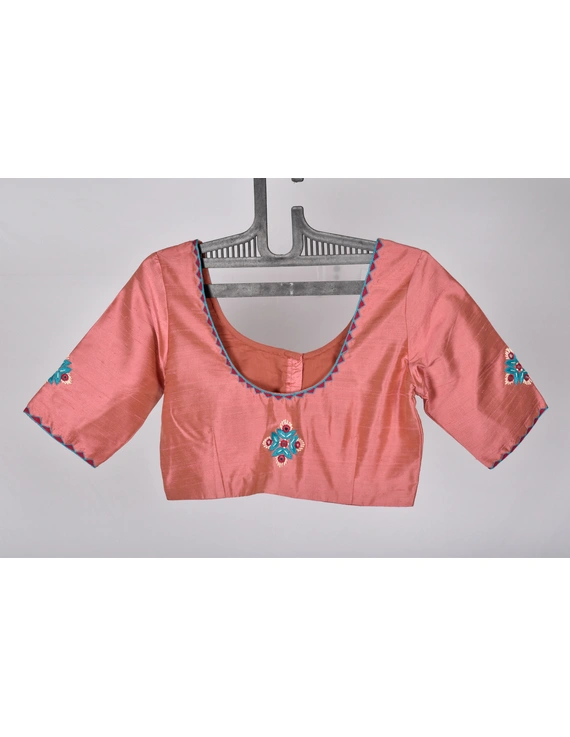 Pure raw silk blouse with banjara motifs on sleeves and back-SB03B-SB03B-XL