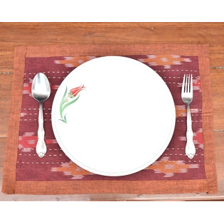 Maroon ikat table mat set - HTM08E