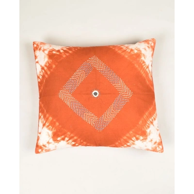 Brown tie dye cushion cover with diamond design- HCC52A