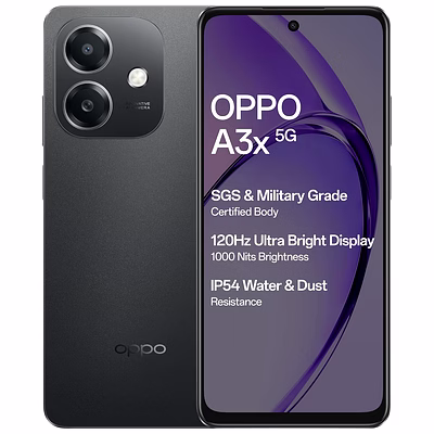 oppo a3x 5g (sparkle black, 4gb ram, 64gb storage)|6.67” hd+ 120hz refresh rate screen | 45w supervooc