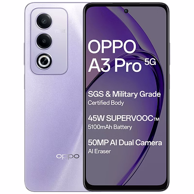 oppo a3 pro 5g (moonlight purple, 8gb ram, 256gb storage)|6.67” hd+ 120hz refresh rate screen | 45w supervooc
