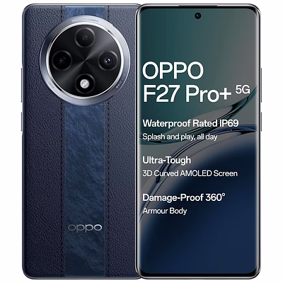 oppo f27 pro+ 5g (midnight navy, 8gb ram, 256gb storage) | 6.7" fhd+ amoled toughest 3d curved display|64mp ai featured camera|ip69 | 67w supervooc