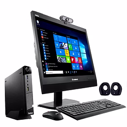 (refurbished) lenovo thinkcenter 19 " aio desktop set(intel i5 4thgen/ 8gb/256gb ssd/19 "eshd monitor+keyboard+mouse+tiny cpu+fhd webcam+mic+speakers+wifi/windows 10 pro/pan india warranty)