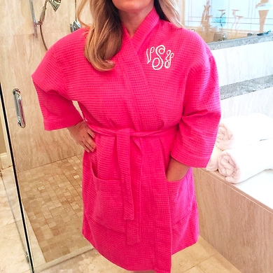 Personalized Adult Bathrobe-Pink-Free-2