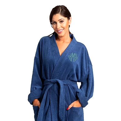 Personalized Adult Bathrobe-Blue-Free-1