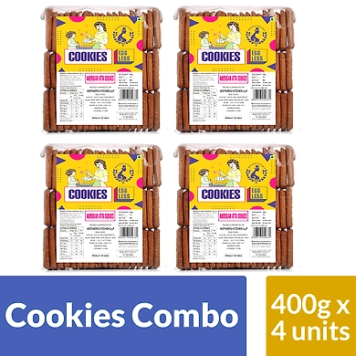 MOTHER'S KITCHEN Cookies Combo of Low Cholesterol American Atta Cookies-Fresh and All Natural Biscuits (Pack of 4) 400x4g-MK-AMERICANATTA-P4_400g