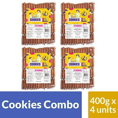 MOTHER'S KITCHEN Cookies Combo of Low Cholesterol Atta Cookies-Fresh and All Natural Biscuits (Pack of 4) 400x4g-MK-ATTA-COOKIES-P4_400g