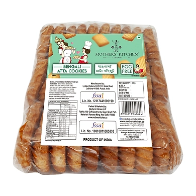 MOTHER'S KITCHEN Cookies Combo of Low Cholesterol Bengali Atta Cookies-Fresh and All Natural Biscuits (Pack of 4) 400x4g-MK-BENGALIATTA-P4_400g