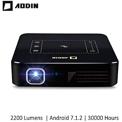 AODIN Android 7.1 2200 Lumens 4K Smart Mini DLP LED Home Cinema Projector TouchPad Dual Wifi Bluetooth HDMI Miracast 2GB RAM 16 GB ROM 8000mAH Battery-D13