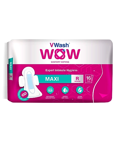 Vwash Wow Maxi Sanitary Napkin - 16 Count (Regular)-VWASHWOW