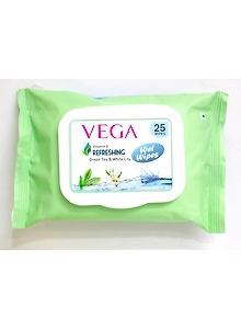 Vega Wet Wipes Green Tea & White Lily (25 Pcs), green, 147 g