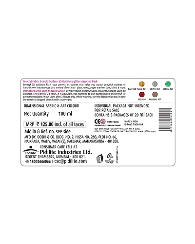 FEVICRYL 3D OUTLINERS KIT (Glitter)-89000059