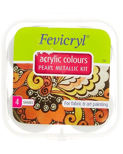 FEVICRYL PEARL METTALLIC KIT 4 Metallic Shades(Acrylic Colours)-1