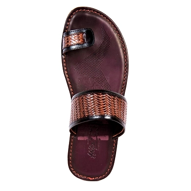 SANGRI - 9455 BROWN LEATHER SLIPPERS-UK11-2