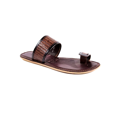 SANGRI - 9455 BROWN LEATHER SLIPPERS-UK5-1