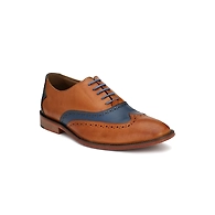 DIAMOND - 7101 TAN+BLUE LEATHER SHOES-UK8