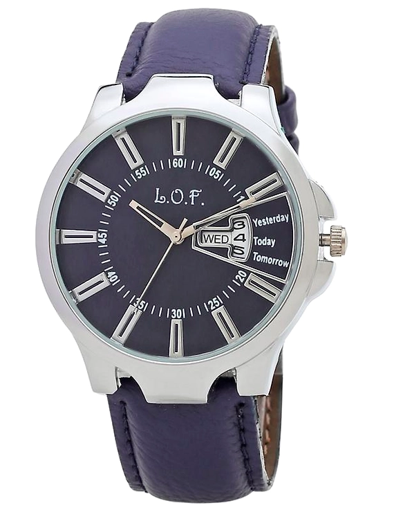 LOF Blue Round Dial Leather Strap Men's Multi function Analog watch - LW2009-LW2009