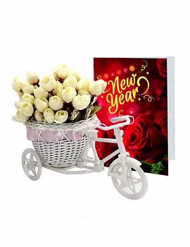 LOF New Year Gift For Friends Girlfriend Best Wishes and Home Decoration Flower Basket Cycle with Greeting Card ST-06-LOF-SMLCYCFLOCRD-03-sm