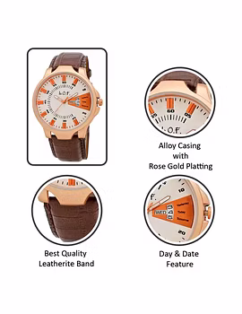 LOF White Round Dial Leather Strap Men's Multi function Analog watch - LW2006-1-sm