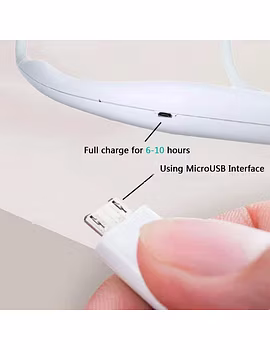 Globex Mini Hands-Free Neckband, Wearable Portable Double Wind Personal Dual Fan with USB Rechargeable for Traveling Outdoor Office-2-sm
