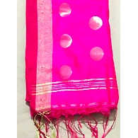 Fuchsia Color Cotton Silk Saree With Running Blouse