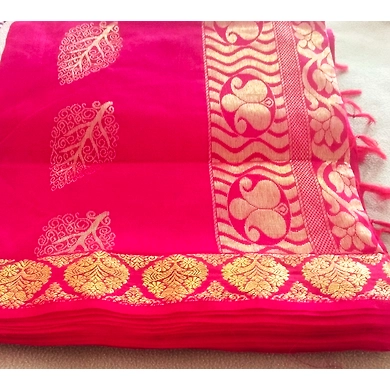 Fuchsia Color Handwoven Gadwal Saree with Running Blouse-Fuchsia -1