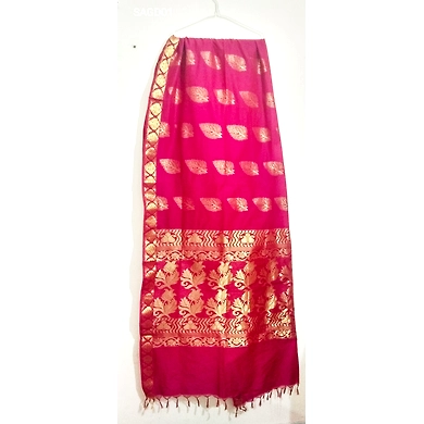 Fuchsia Color Handwoven Gadwal Saree with Running Blouse-Fuchsia -2