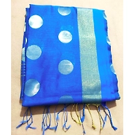 Blue Color Cotton Silk Saree With Running Blouse-Blue 