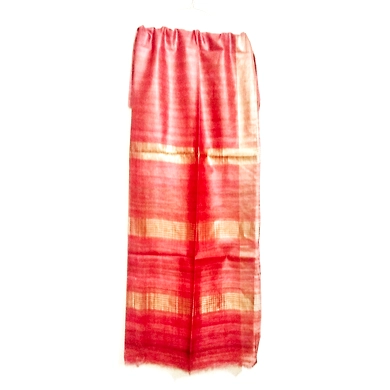 Handwoven Ghicha Silk Saree with Running Blouse-Dark Orange-2