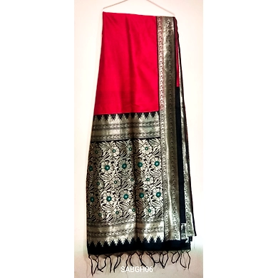 Red Color Bhagalpuri Ghicha Silk Saree With Running Blouse-SABGH06