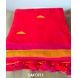 Deep orange colour Khadi Handloom Cotton Saree With Running Blouse-Deep orange-1-sm