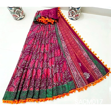 Cotton Mulmul Saree With Running Blouse-2