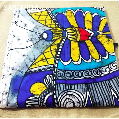 SABCM018 Grey Color Handwoven Hand Batik and Hand Painted Cotton Mulmul Saree With Running Blouse-2