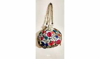 BG01 Cream Color Rajasthani Potli Hand Purse