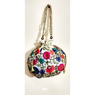 BG01 Cream Color Rajasthani Potli Hand Purse