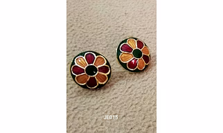 JE015 Meenakari Enamel Bronze Ear Tops