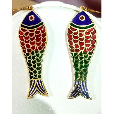 JE012 Meenakari Enamel Bronze Earrings-1
