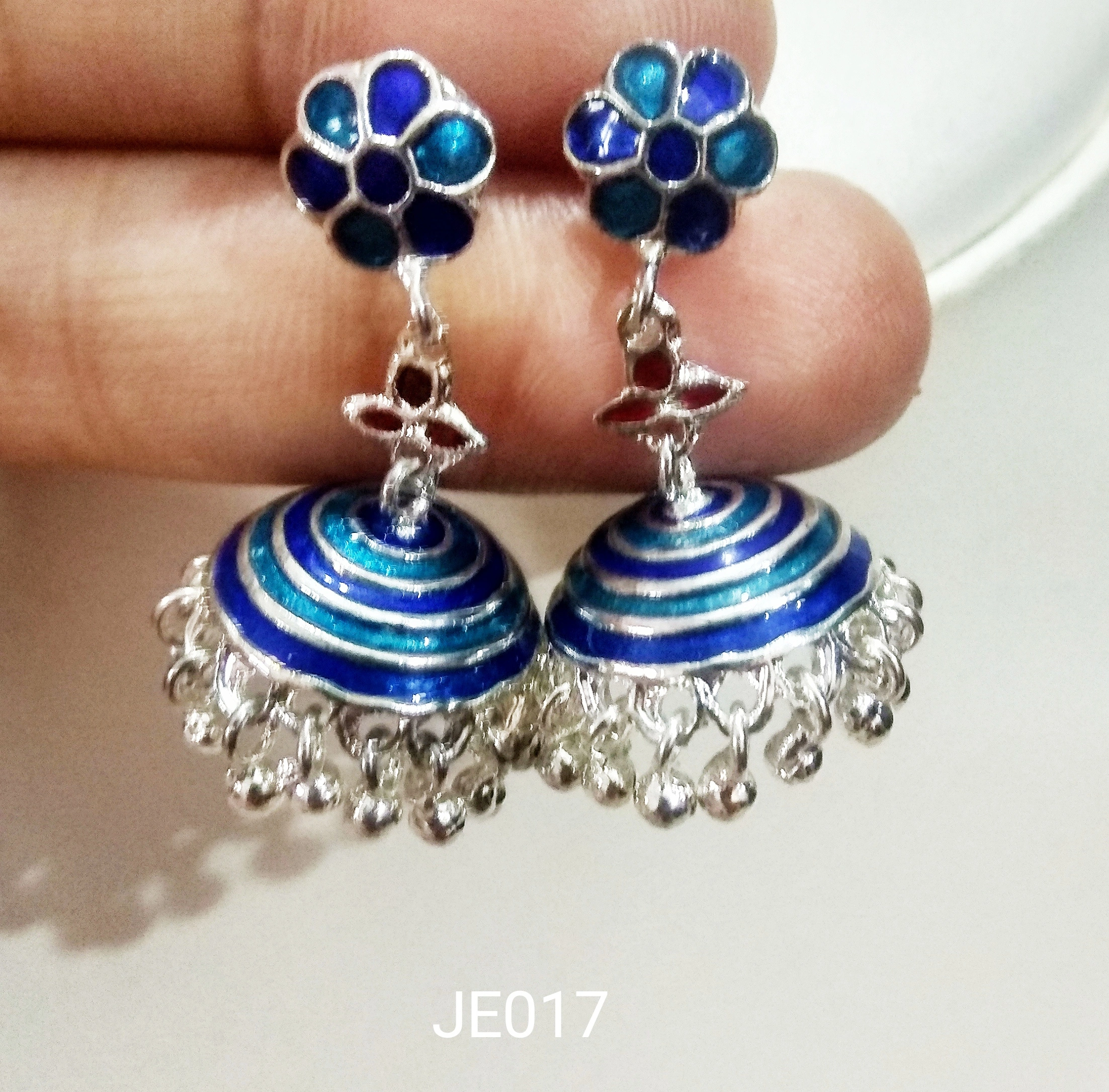 JE017 Meenakari Enamel Bronze Jhumka Earrings-3