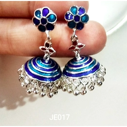 JE017 Meenakari Enamel Bronze Jhumka Earrings