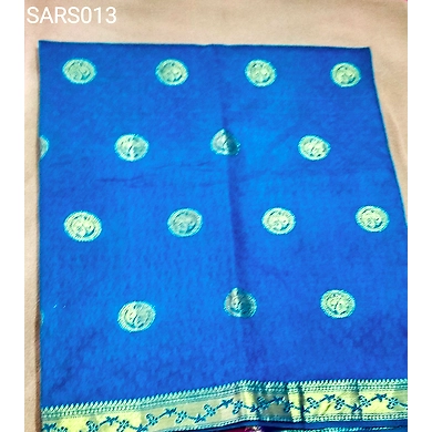 Blue  Color Raw Silk Saree With Running Blouse-Blue-2