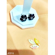 JE016 Black Color Meenakari Enamel Bronze Ear Tops