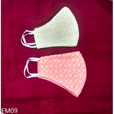 FM09 Cotton Lucknow Chikankari Face Masks-FM09
