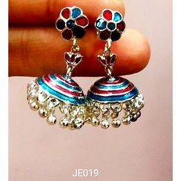 JE019 Meenakari Enamel Bronze Jhumka Earrings
