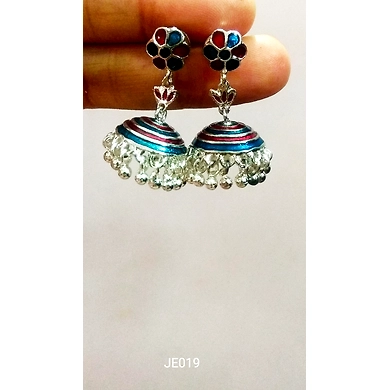 JE019 Meenakari Enamel Bronze Jhumka Earrings-3
