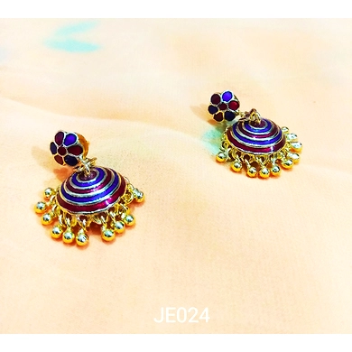 JE024 Meenakari Enamel Bronze Jhumka Earrings-4