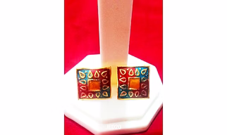 JE020 Meenakari Enamel Bronze Ear Tops