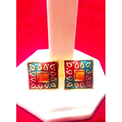 JE020 Meenakari Enamel Bronze Ear Tops-JE020
